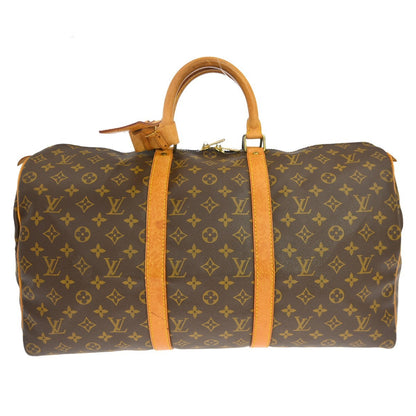 Louis Vuitton Keepall Bag Monogram Canvas Brown Canvas Travel Bag Bag (   )