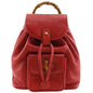 Gucci Vintage Bamboo Backpack Leather Red Leather Backpack Bag (   )