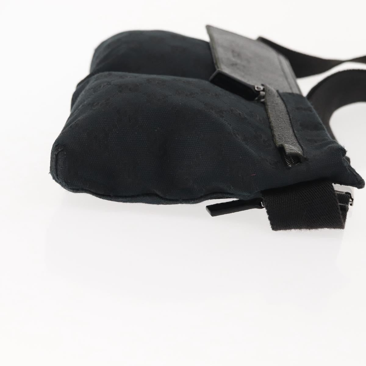 Gucci Vintage Double Belt Bag Gg Canvas With Leather Black Canvas Shoulder Bag Bag (   )