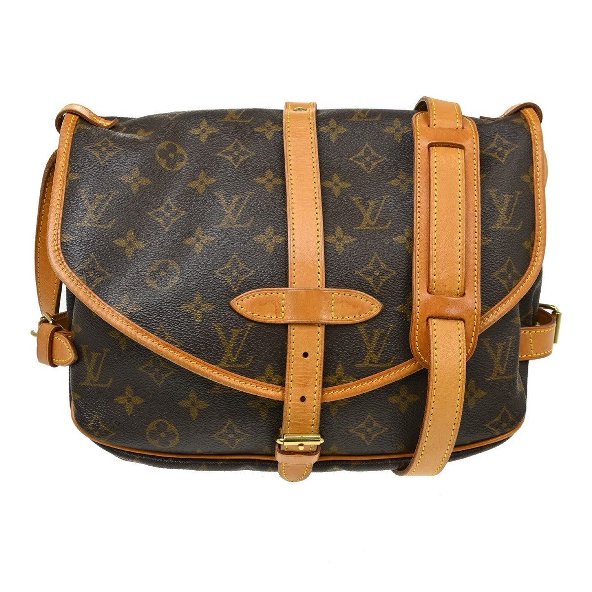 Louis Vuitton Saumur Handbag Monogram Canvas Brown Canvas Shoulder Bag Bag (   )