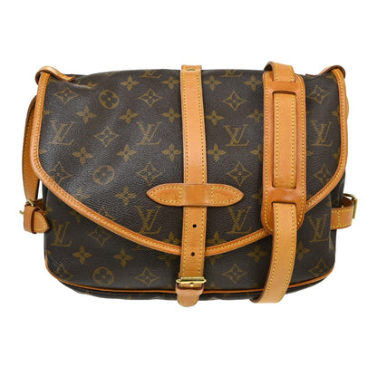 Louis Vuitton Saumur Handbag Monogram Canvas Brown Canvas Shoulder Bag Bag (   )