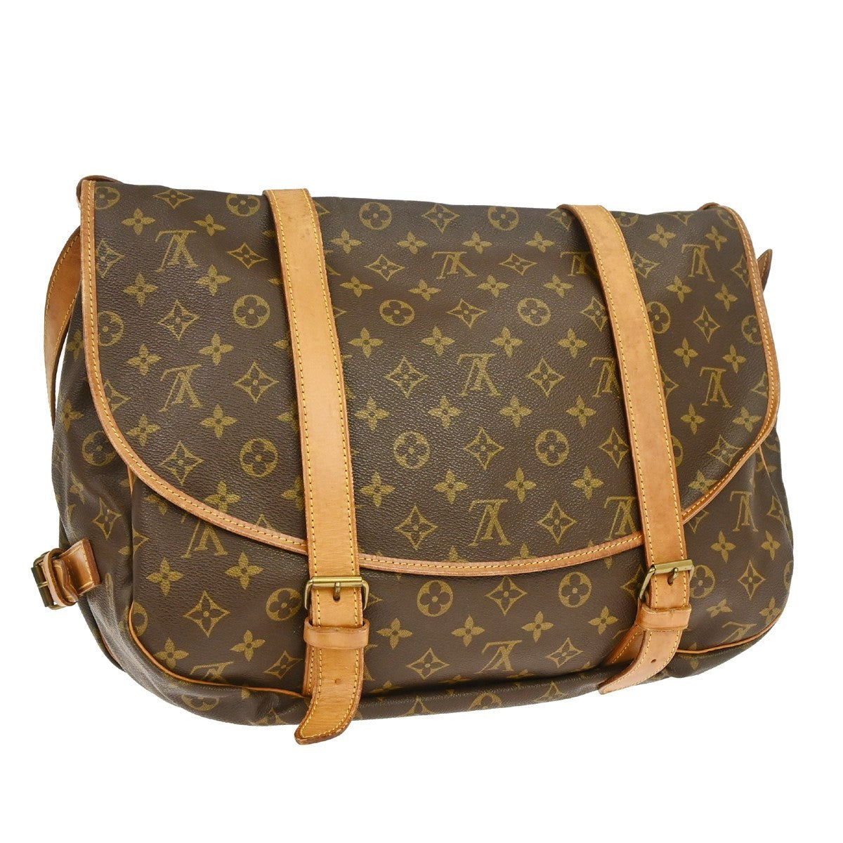 Louis Vuitton Saumur Handbag Monogram Canvas Brown Canvas Shoulder Bag Bag (   )
