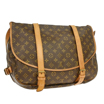 Louis Vuitton Saumur Handbag Monogram Canvas Brown Canvas Shoulder Bag Bag (   )