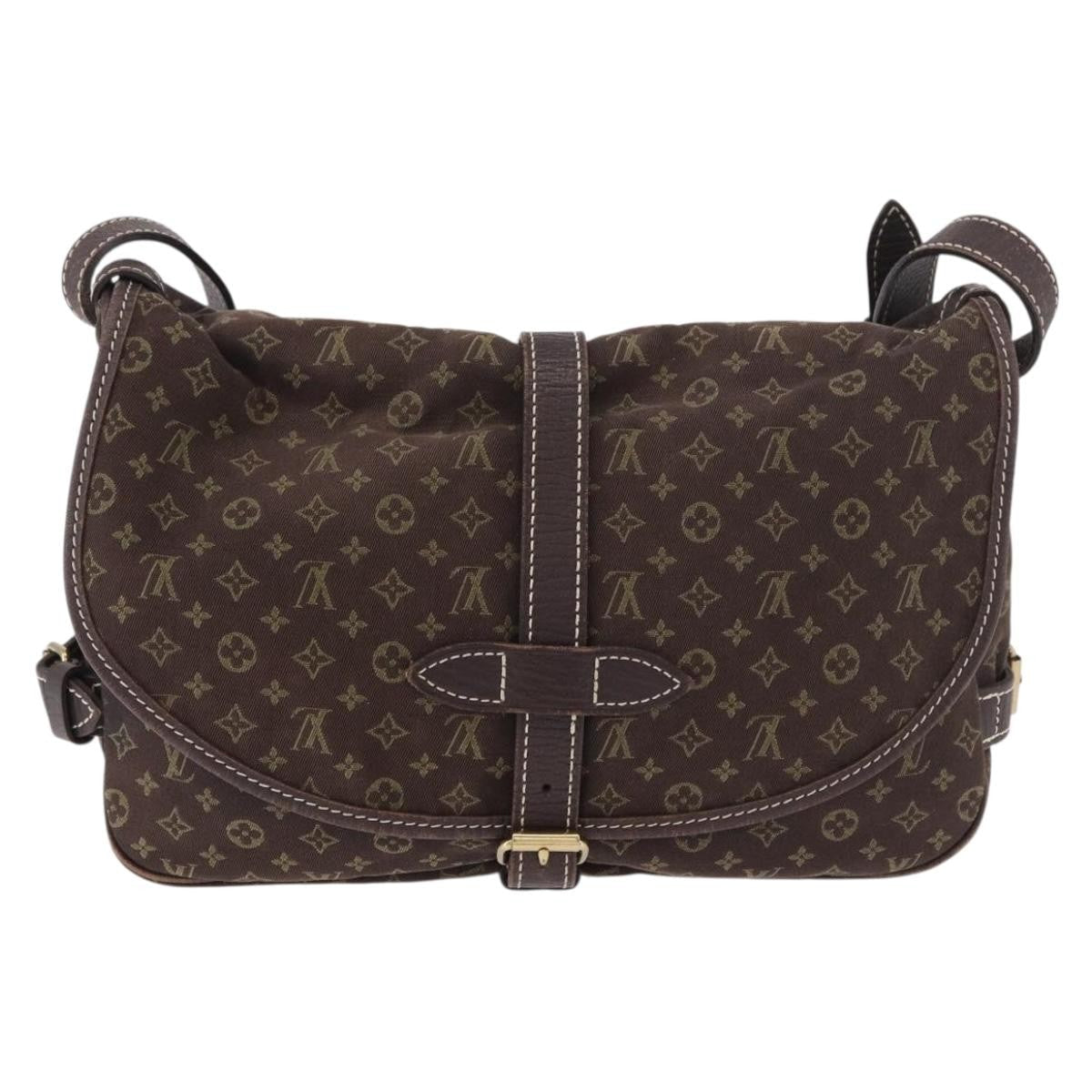Louis Vuitton Saumur Handbag Mini Lin Brown Canvas Shoulder Bag Bag (   )