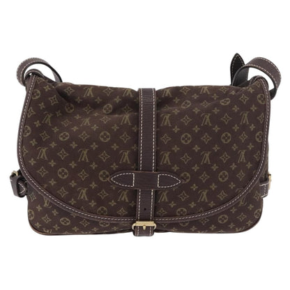 Louis Vuitton Saumur Handbag Mini Lin Brown Canvas Shoulder Bag Bag (   )