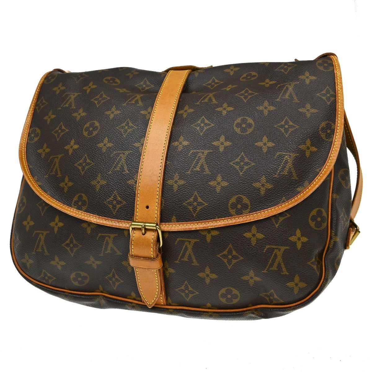 Louis Vuitton Saumur Handbag Monogram Canvas Brown Canvas Shoulder Bag Bag (   )