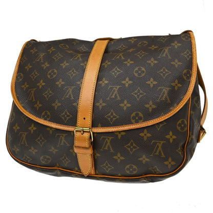 Louis Vuitton Saumur Handbag Monogram Canvas Brown Canvas Shoulder Bag Bag (   )