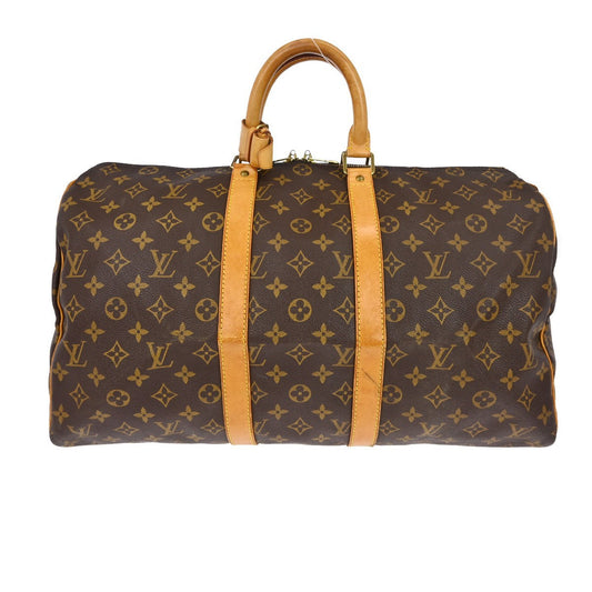 Louis Vuitton Keepall Bag Monogram Canvas Brown Canvas Travel Bag Bag (   )