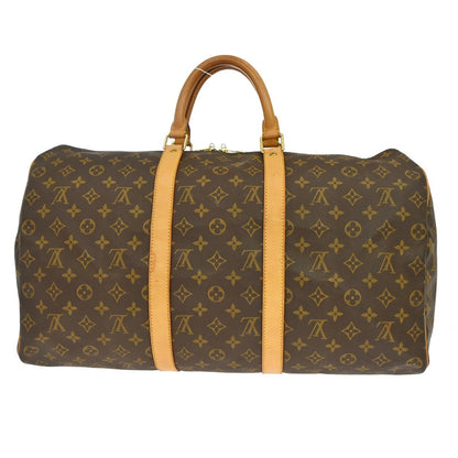 Louis Vuitton Keepall Bag Monogram Canvas Brown Canvas Travel Bag Bag (   )