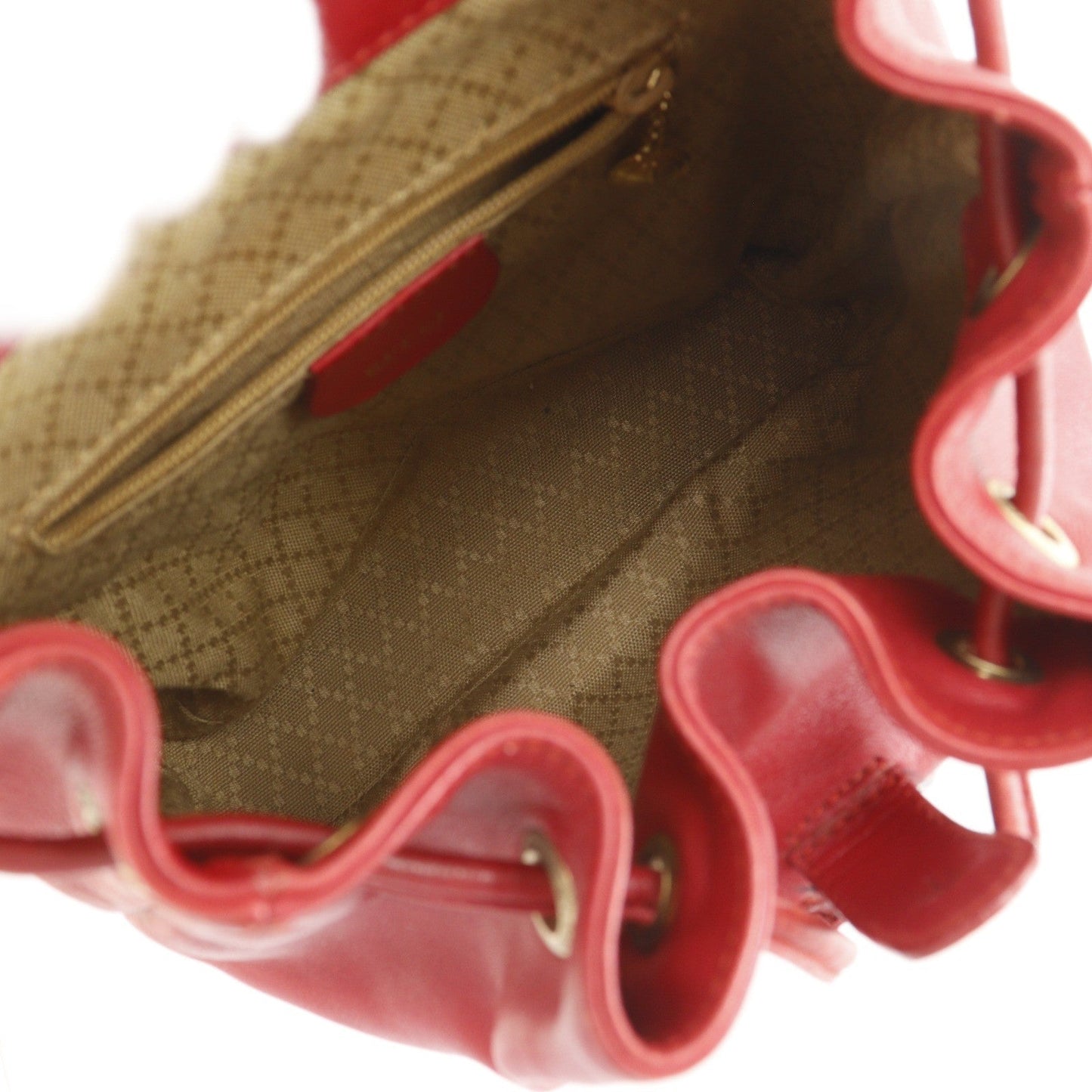 Gucci Vintage Bamboo Backpack Leather Red Leather Backpack Bag (   )