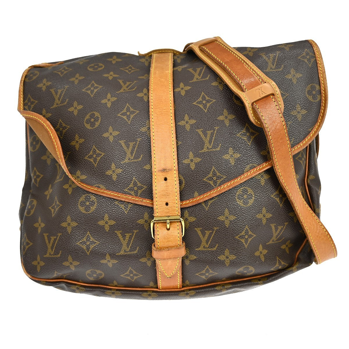 Louis Vuitton Saumur Handbag Monogram Canvas Brown Canvas Shoulder Bag Bag (   )