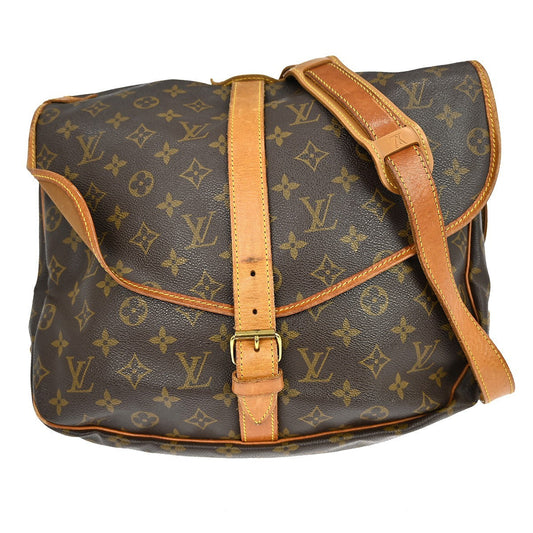 Louis Vuitton Saumur Handbag Monogram Canvas Brown Canvas Shoulder Bag Bag (   )