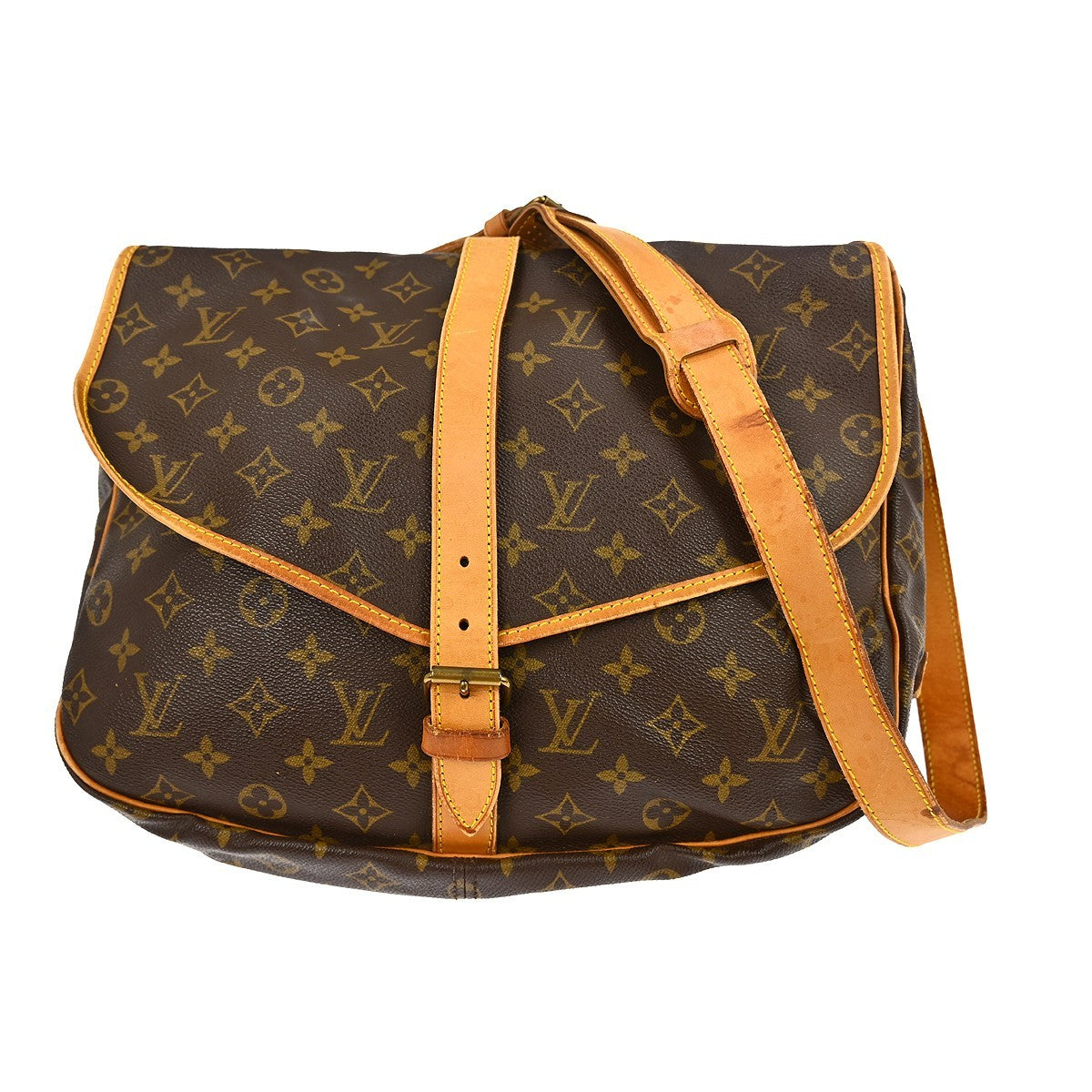 Louis Vuitton Saumur Handbag Monogram Canvas Brown Canvas Shoulder Bag Bag (   )