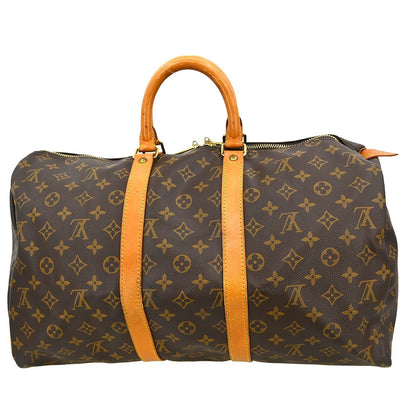 Louis Vuitton Keepall Bag Monogram Canvas Brown Canvas Travel Bag Bag (   )