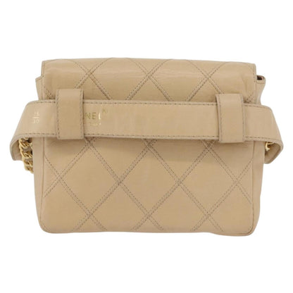 Chanel Cc Flap Belt Bag Quilted Lambskin Beige Leather Clutche & Pouche Bag (   )