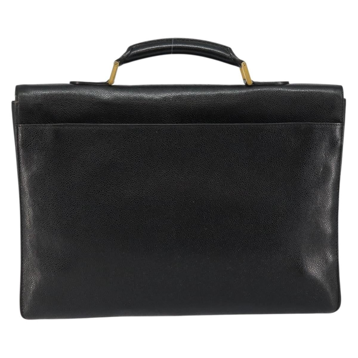 Chanel Vintage Lock Briefcase Caviar Black Leather Briefcase Bag (   )
