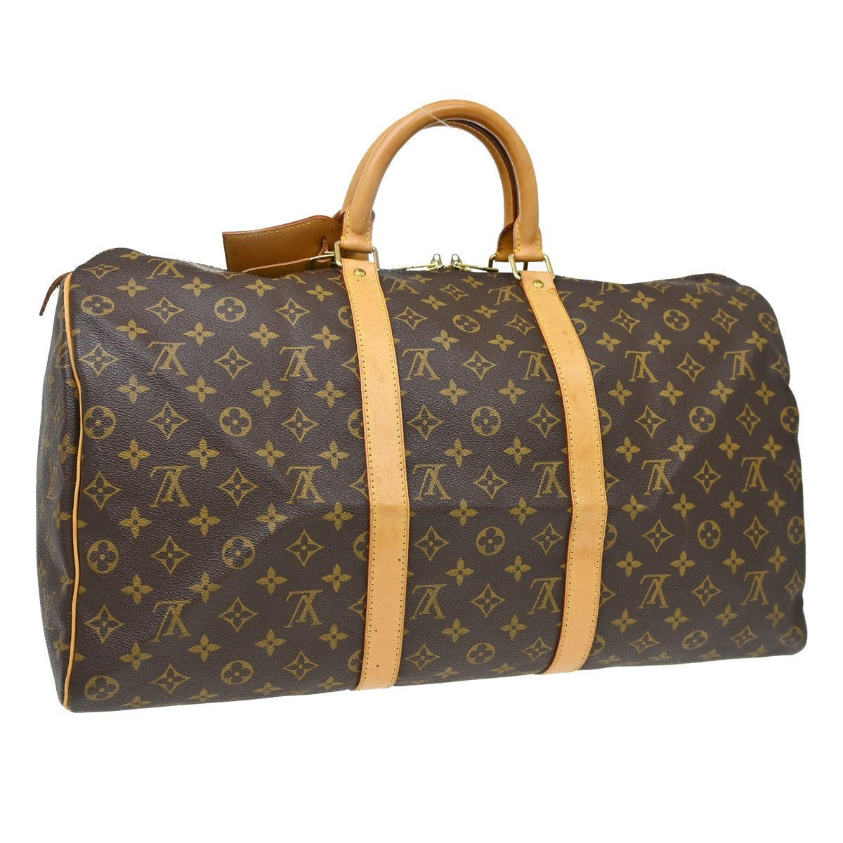Louis Vuitton Keepall Bag Monogram Canvas Brown Canvas Travel Bag Bag (   )