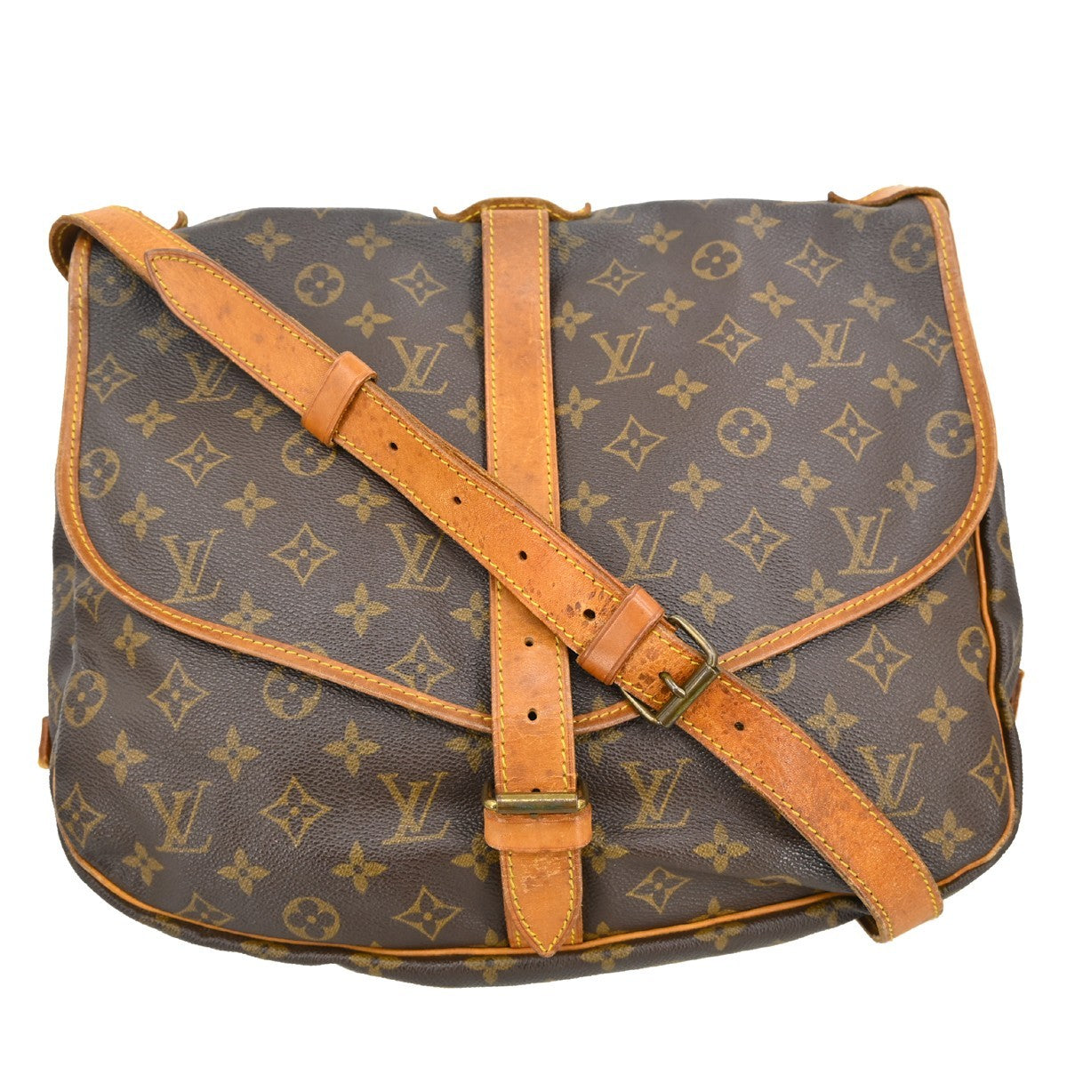 Louis Vuitton Saumur Handbag Monogram Canvas Brown Canvas Shoulder Bag Bag (   )
