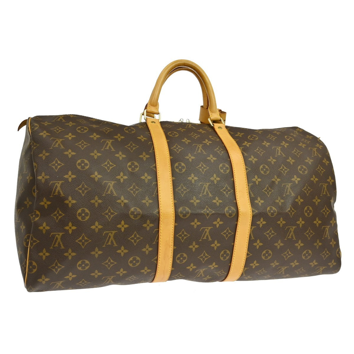Louis Vuitton Keepall Bag Monogram Canvas Brown Canvas Travel Bag Bag (   )