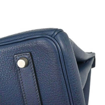 Hermes Birkin Handbag Blue Togo With Palladium Hardware Blue Leather Handbag (   )