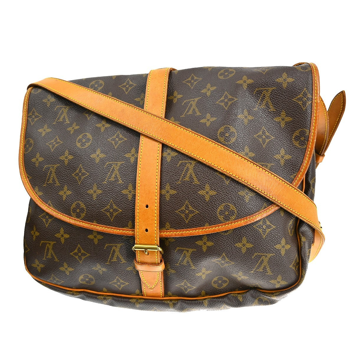 Louis Vuitton Saumur Handbag Monogram Canvas Brown Canvas Shoulder Bag Bag (   )