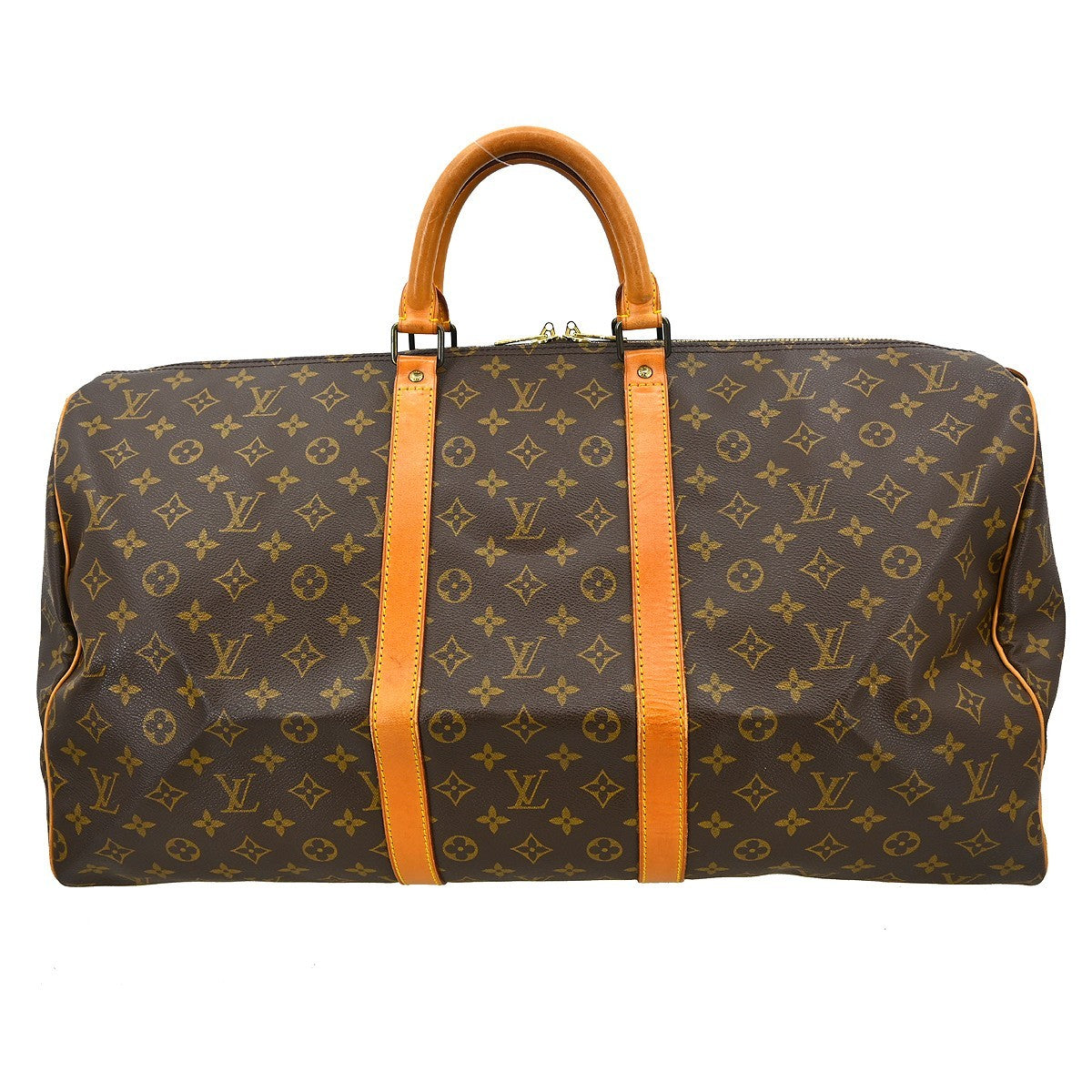 Louis Vuitton Keepall Bag Monogram Canvas Brown Canvas Travel Bag Bag (   )