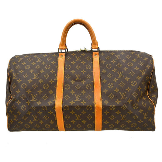 Louis Vuitton Keepall Bag Monogram Canvas Brown Canvas Travel Bag Bag (   )