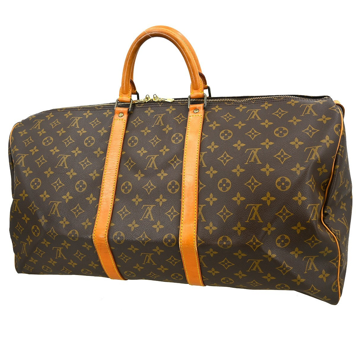 Louis Vuitton Keepall Bag Monogram Canvas Brown Canvas Travel Bag Bag (   )
