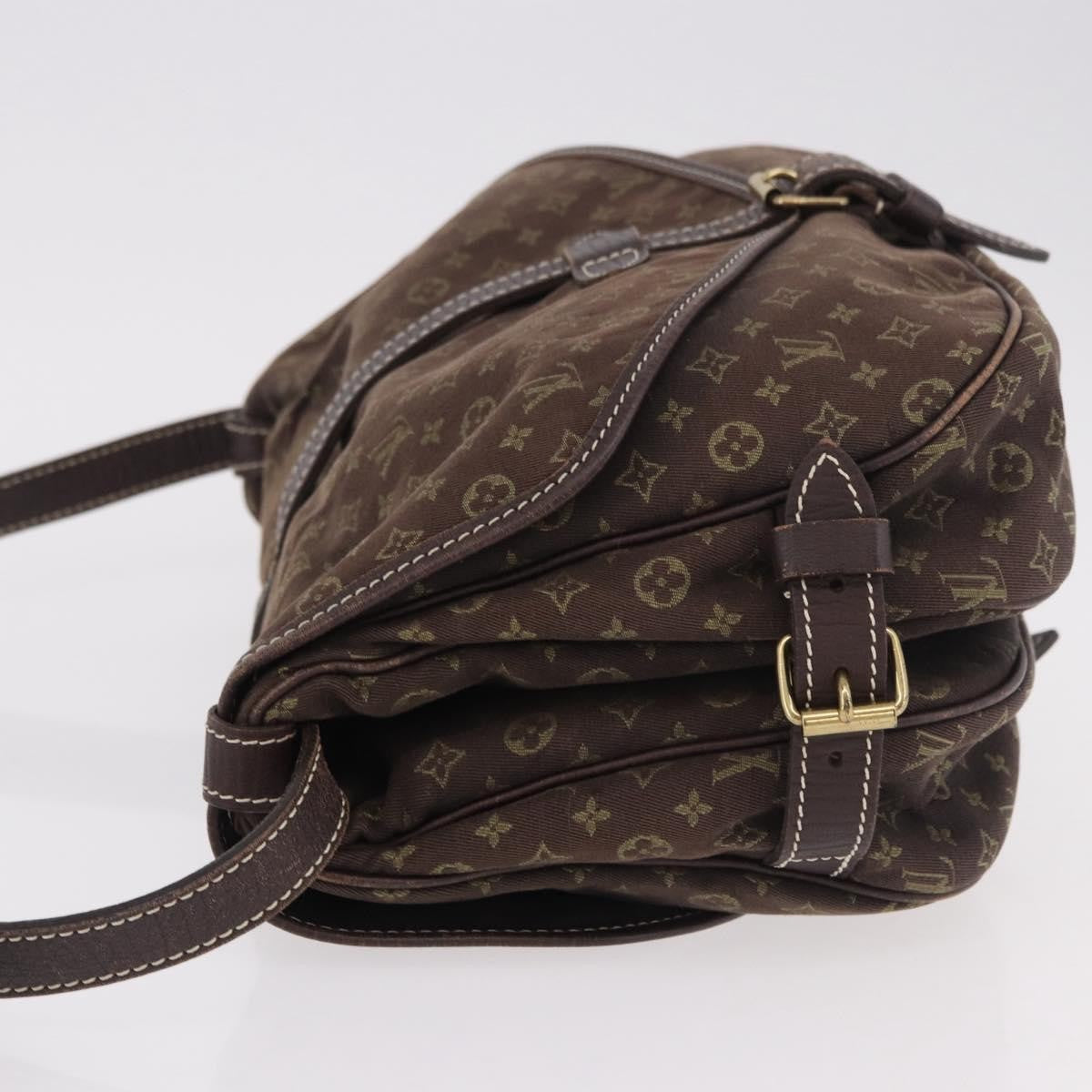 Louis Vuitton Saumur Handbag Mini Lin Brown Canvas Shoulder Bag Bag (   )