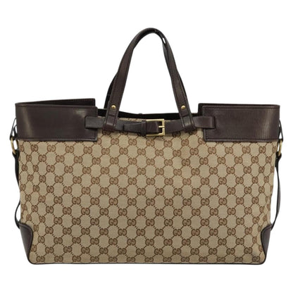 Gucci Belted Bucket Tote Gg Canvas With Leather Beige Canvas Tote Bag Bag (   )