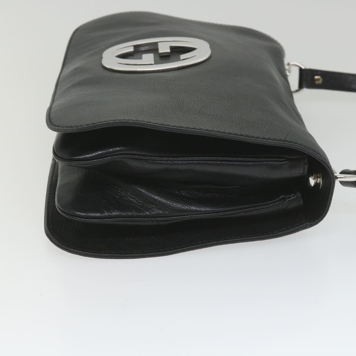 Gucci Blondie Flap Bag Leather Black Leather Shoulder Bag Bag (   )