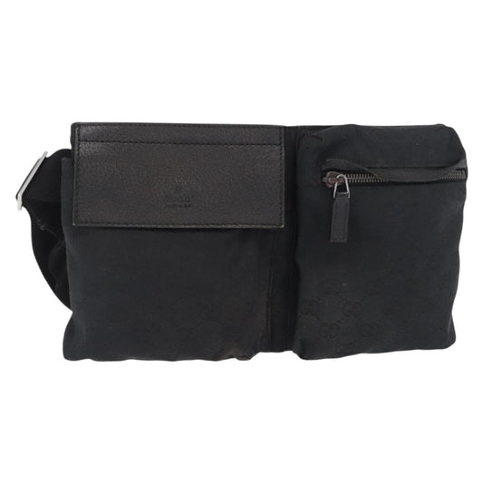 Gucci Vintage Double Belt Bag Gg Canvas With Leather Black Canvas Clutche & Pouche Bag (   )