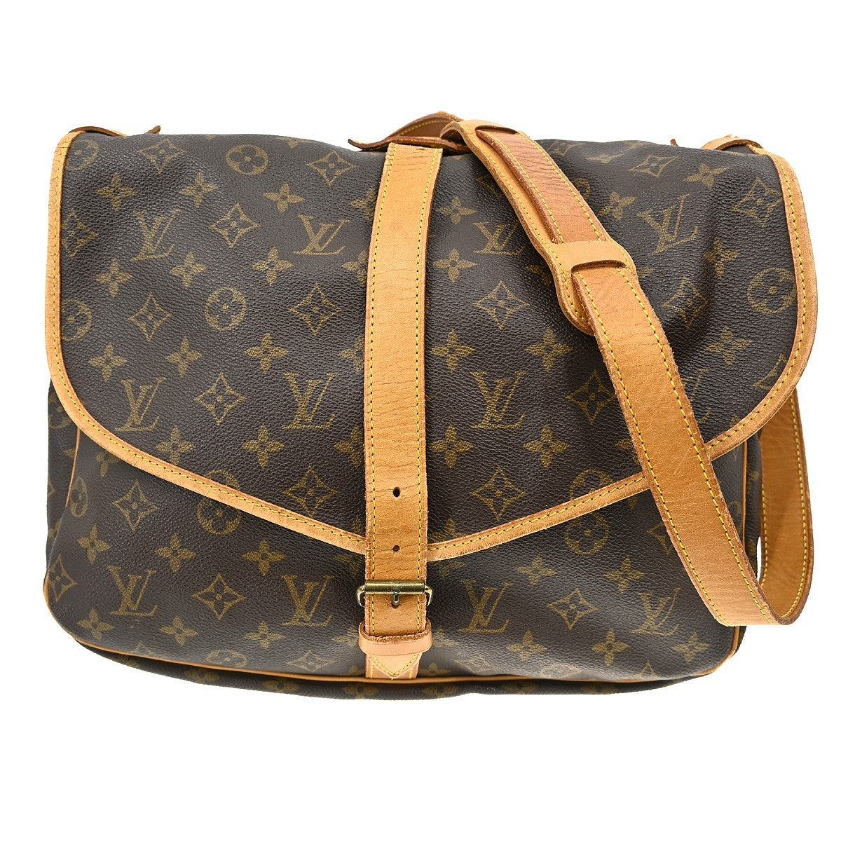 Louis Vuitton Saumur Handbag Monogram Canvas Brown Canvas Shoulder Bag Bag (   )