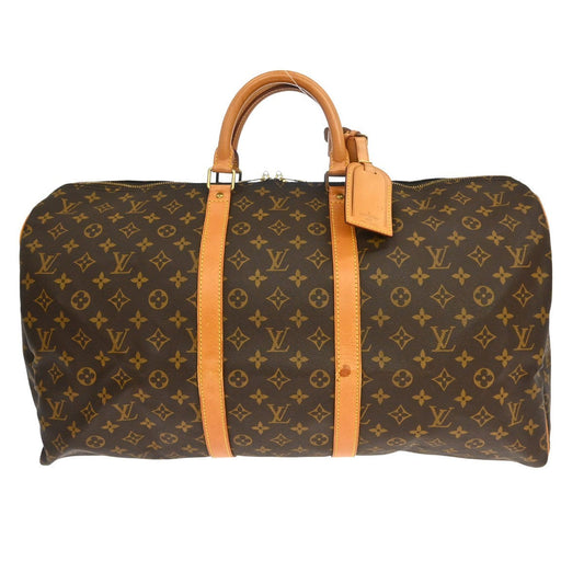 Louis Vuitton Keepall Bag Monogram Canvas Brown Canvas Travel Bag Bag (   )