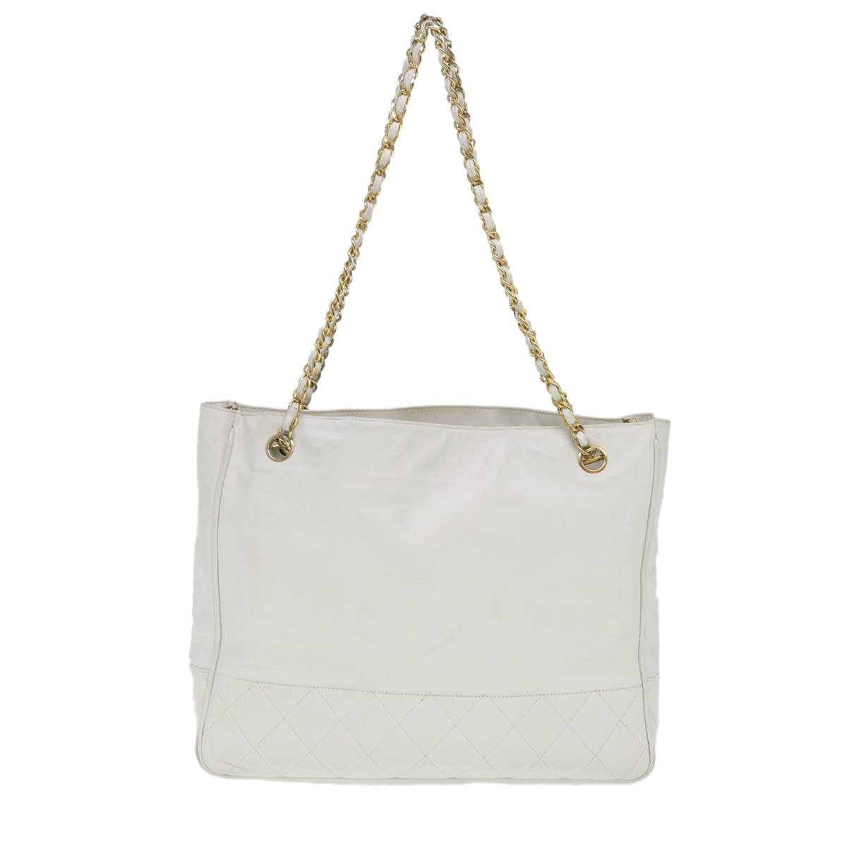 Chanel Vintage Shopping Tote Lambskin White Leather Shoulder Bag Bag (   )
