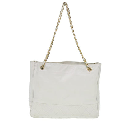 Chanel Vintage Shopping Tote Lambskin White Leather Shoulder Bag Bag (   )
