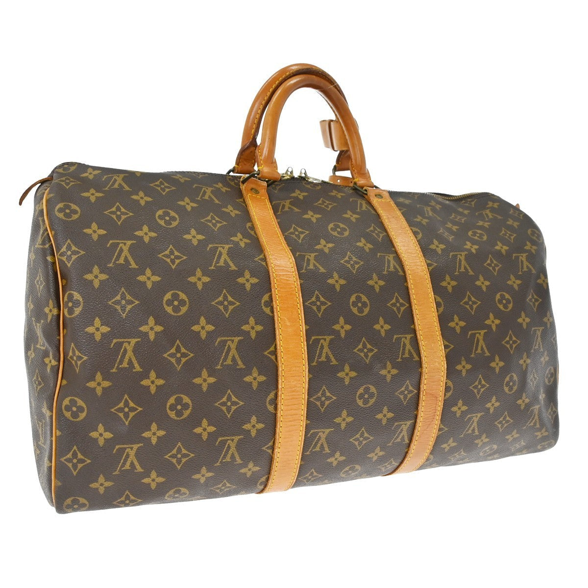 Louis Vuitton Keepall Bag Monogram Canvas Brown Canvas Travel Bag Bag (   )