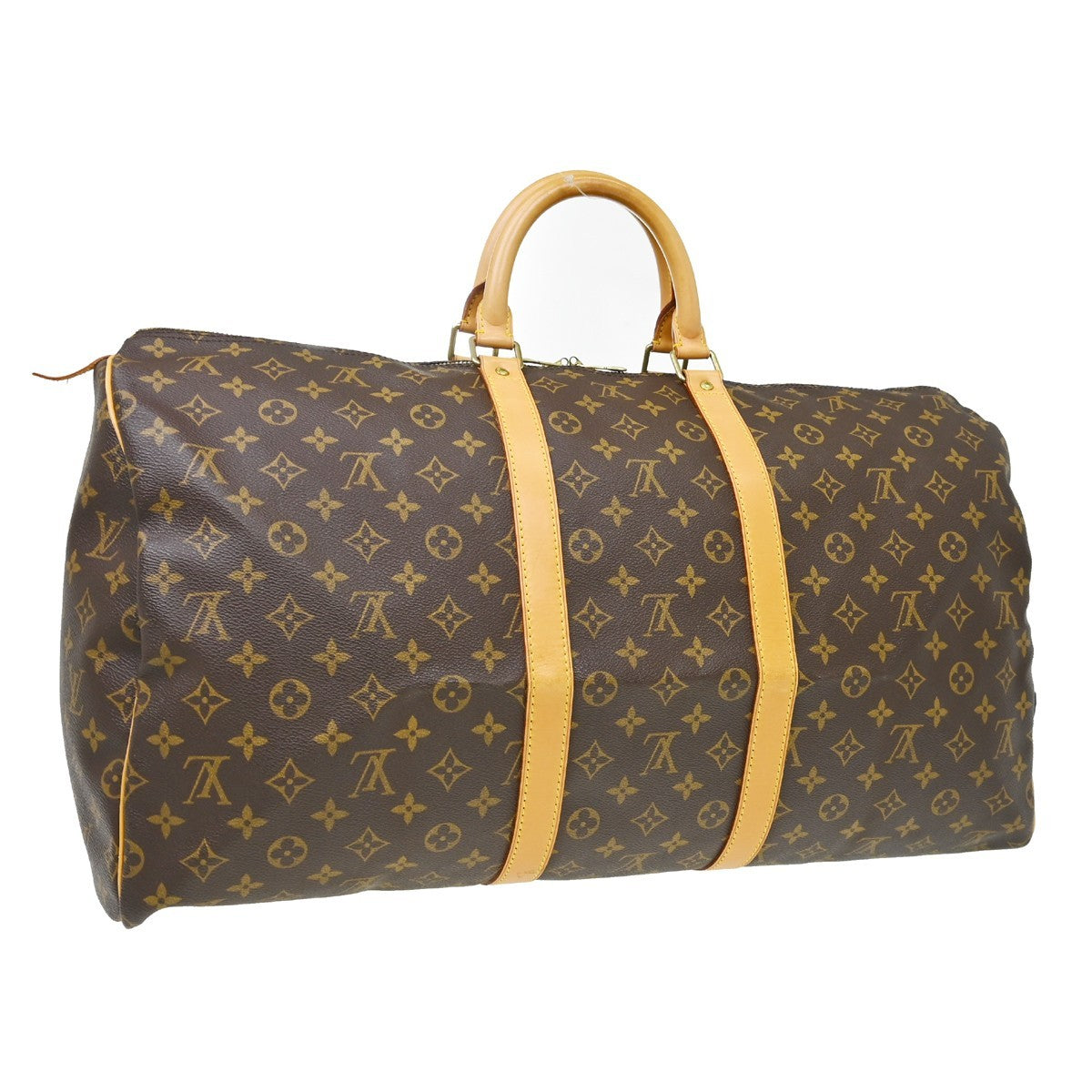 Louis Vuitton Keepall Bag Monogram Canvas Brown Canvas Travel Bag Bag (   )