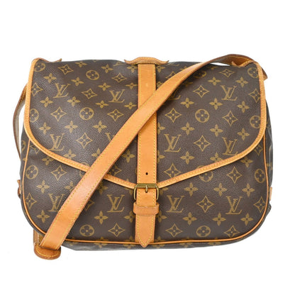 Louis Vuitton Saumur Handbag Monogram Canvas Brown Canvas Shoulder Bag Bag (   )