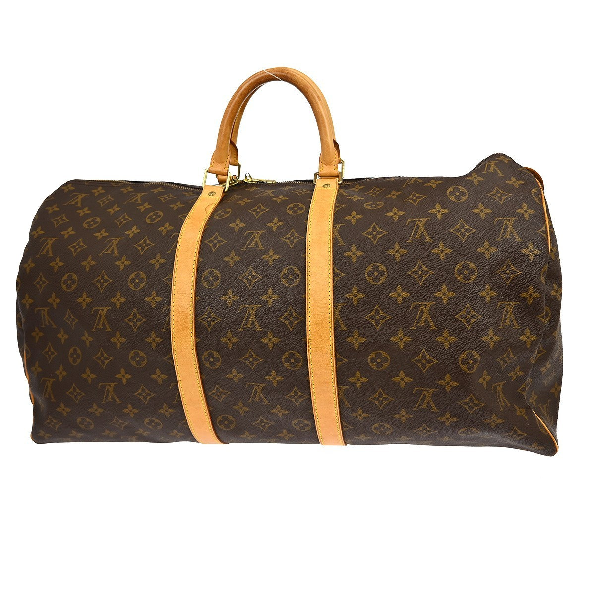 Louis Vuitton Keepall Bag Monogram Canvas Brown Canvas Travel Bag Bag (   )