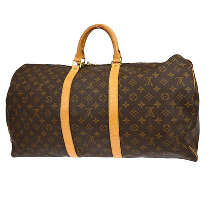 Louis Vuitton Keepall Bag Monogram Canvas Brown Canvas Travel Bag Bag (   )