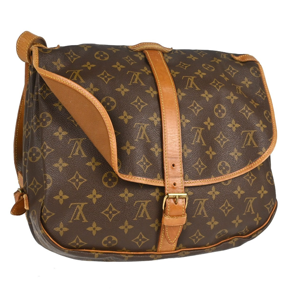Louis Vuitton Saumur Handbag Monogram Canvas Brown Canvas Shoulder Bag Bag (   )