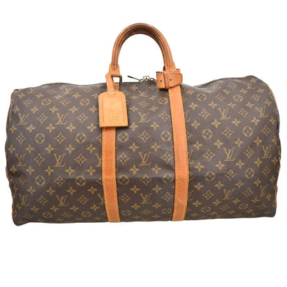 Louis Vuitton Keepall Bag Monogram Canvas Brown Canvas Travel Bag Bag (   )