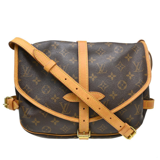 Louis Vuitton Saumur Handbag Monogram Canvas Brown Canvas Shoulder Bag Bag (   )