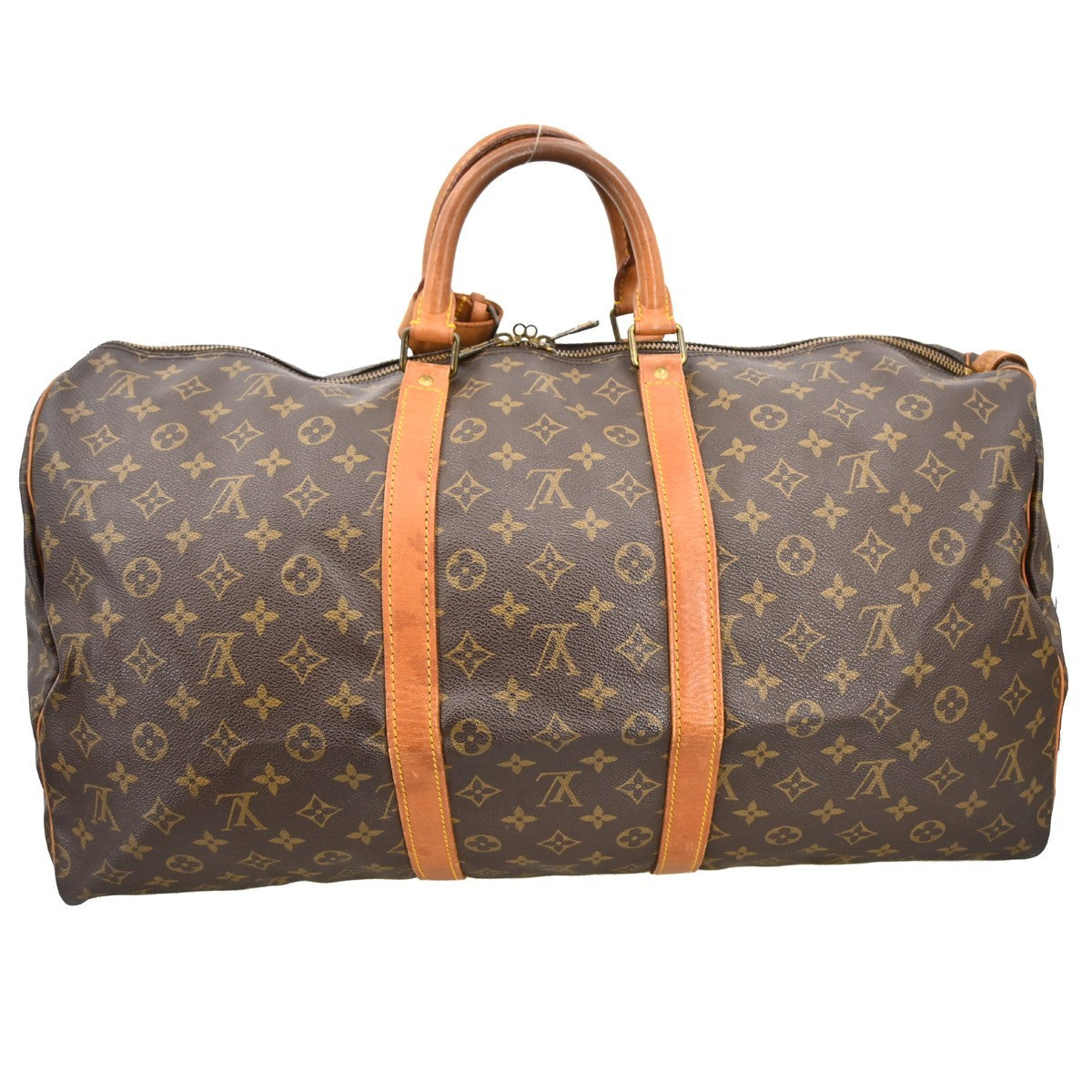 Louis Vuitton Keepall Bag Monogram Canvas Brown Canvas Travel Bag Bag (   )