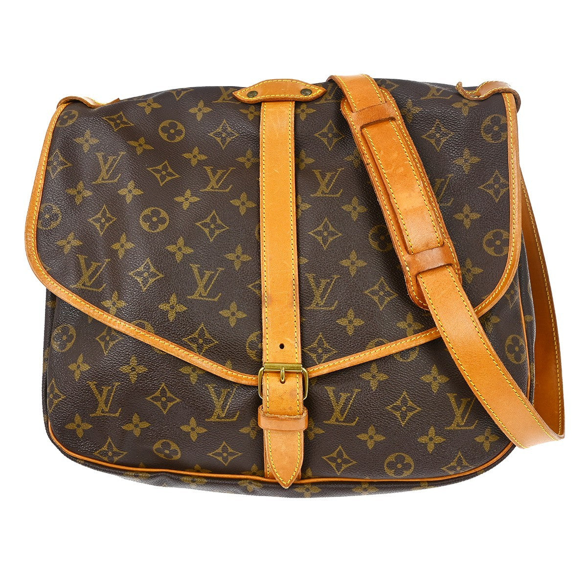 Louis Vuitton Saumur Handbag Monogram Canvas Brown Canvas Shoulder Bag Bag (   )