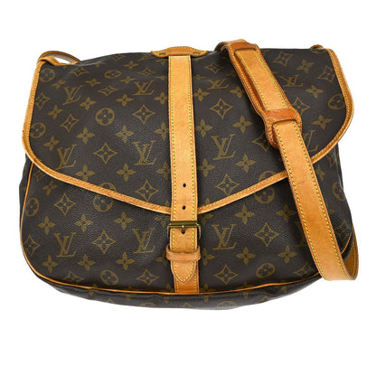 Louis Vuitton Saumur Handbag Monogram Canvas Brown Canvas Shoulder Bag Bag (   )