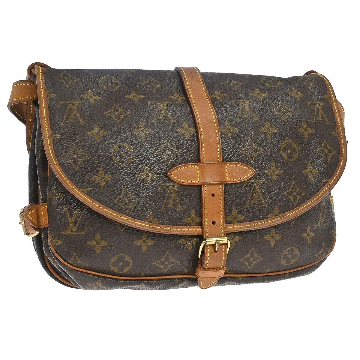 Louis Vuitton Saumur Handbag Monogram Canvas Brown Canvas Shoulder Bag Bag (   )