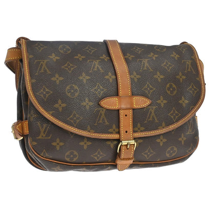 Louis Vuitton Saumur Handbag Monogram Canvas Brown Canvas Shoulder Bag Bag (   )