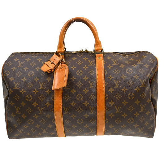 Louis Vuitton Keepall Bag Monogram Canvas Brown Canvas Travel Bag Bag (   )